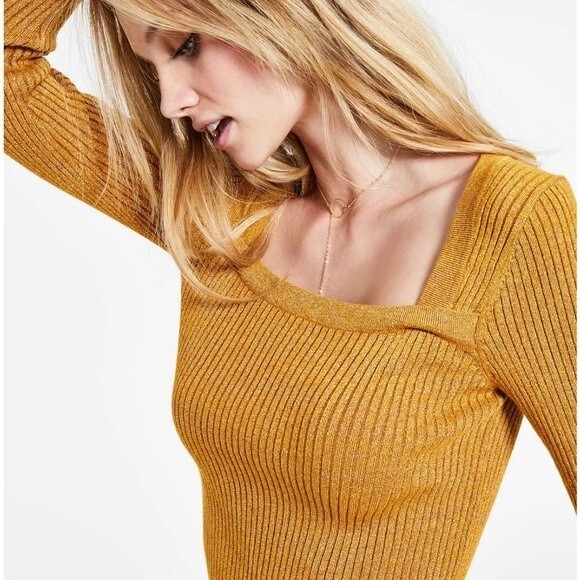 Lucy Paris Metallic-Threaded Ribbed Sweater, pullover, top, shirt New, XL - Picture 6 of 8